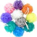 10 Pcs Bath Loofah Shower,Mesh Sponge Pouf,Soft Mesh Shower Loofahs for Body Wash,Bathing Accessories,Bathroom(10 Colors)