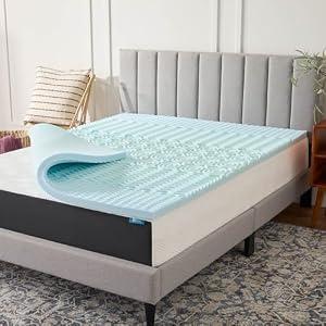 LUCID 2 Inch Gel Memory Foam Mattress Topper, Full size – 5 Zones – Cooling Gel Infusion – CertiPur Certified Foam