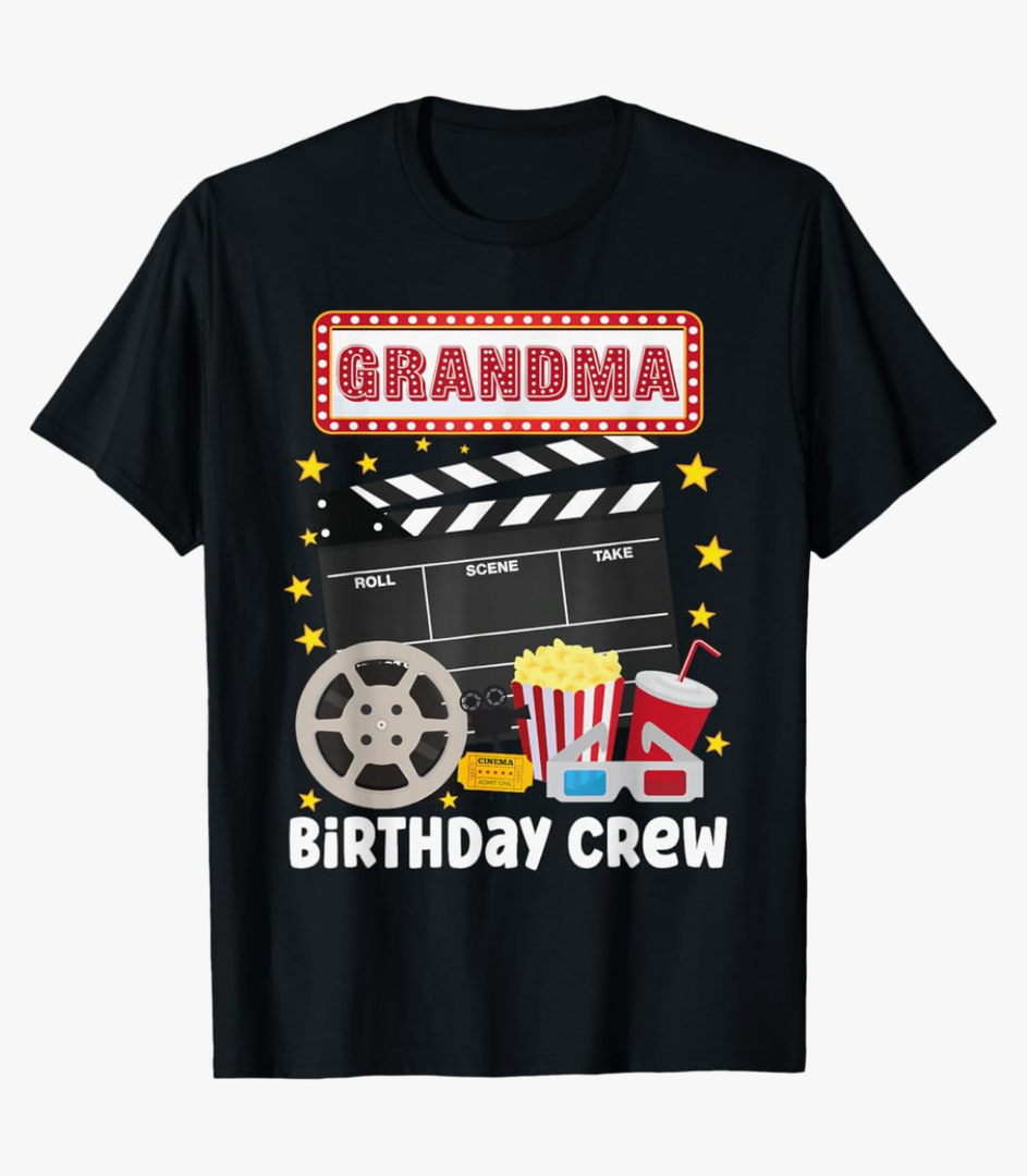 Grandma Birthday Crew Movie Night Theme Matching Party T-Shirt Size XL