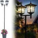 68.9" Solar Lamp Post Light with Planter,2-Head Solar Pole Light Outdoor Waterproof for Porch,Yard,Driveway,Garden,Patio Decor (Pack of 1)