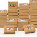 WRINGKIT 100 Pack Kraft Paper Soap Boxes, Kraft Treat Boxes with Window, Rectangle Soap Wrappers Packaging, Soap Making Supplies for Bakery, Chocolate, Sweet, Jewelry Display, Candy Gift Box