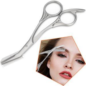 Eyebrow Trimming Scissors with Comb, Gifts For Men Women Stocking Stuffers (Gray)