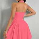 Narecte Womens Summer Dress Halter Neck Casual Dresses for Women Sexy Dress Backless A-line Mini Cute Dresses Pink XL (Pink, XL)