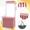 Thyle Carnival Portable Tent Vendor Kit Foldable Table Frame Pop up Booth Storage Bag Striped Tablecloth and Canopy Curtain Portable Vendor Display Tent for Event Food Stand Circus Party Supplies