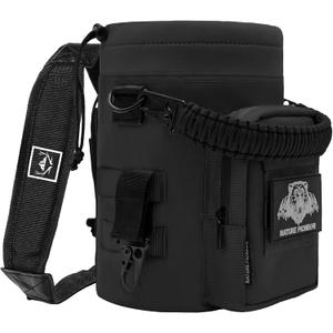 NATURE PIONEOR 128oz Tactical Water Bottle Pouch, Multi-Function Tactical Water Bottle Bag with Adjustable Shoulder Strap, Half/One Gallon Molle Strap Carrier Holder (Black)