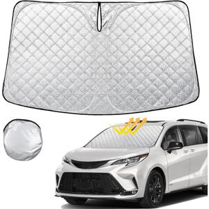 Rilsen Windshield Sun Shade for Toyota Sienna 2021 2022 2023 2024 2025 Thicken 4-Layer Foldable Front Window Sunshade Cover Sun Visor Protector Block UV Rays