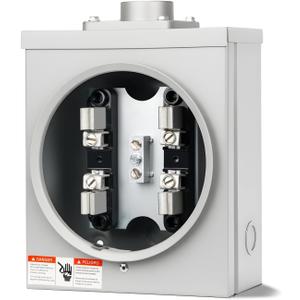 100 Amp Meter Socket, 4 Jaw Meter Base, 600V 3 Wire Ring Type, with Horn Bypass Meter Cover Plate, Suitable for Overhead/Underground Feed