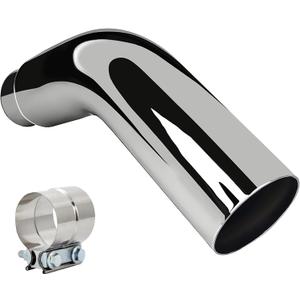 Universal 5" to 7" Exhaust Elbow Pipe with Steel Clamp - Silver Chrome or Black Painted for Car, Truck & Diesel