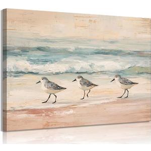 MDHFJEAW Boho Beach Bird Wall Art Coastal Sandpiper Canvas Wall Decor
Sandpiper Wall Art Boho Coastal Picture Gallery Wrapped Beach Bird Poster Print Artwork for Living Room Bathroom 12x16 In
