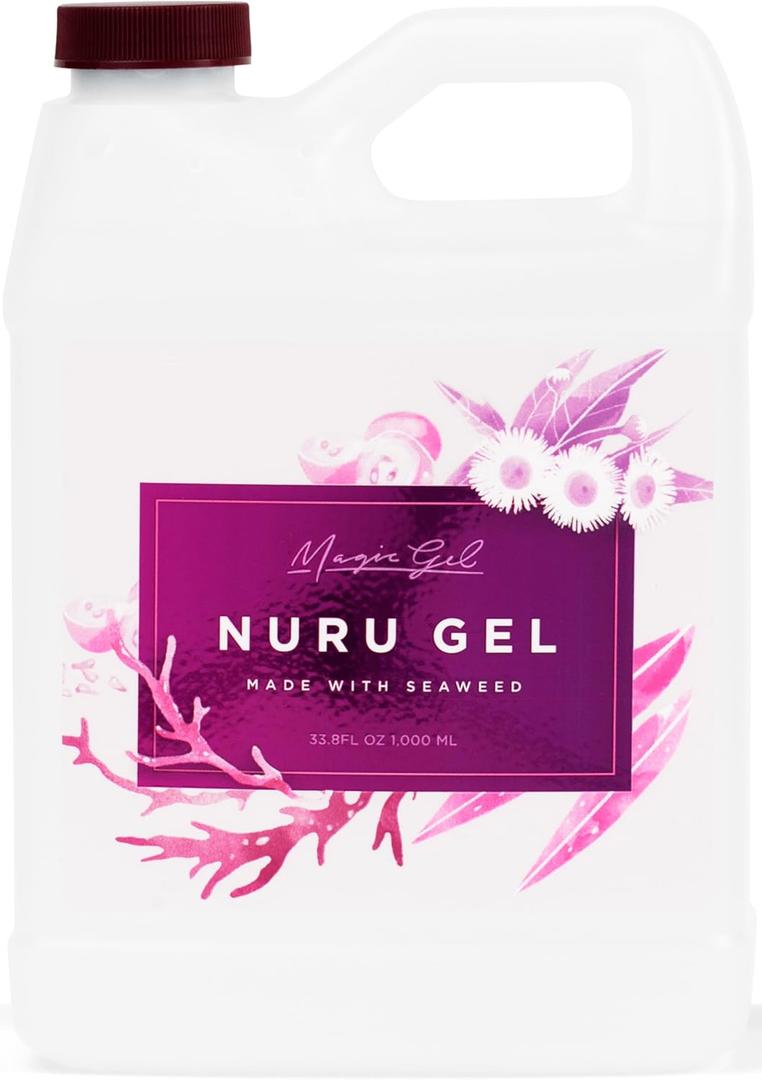 Magic Gel Nuru Massage Therapy Gel | Naturally Stain, Flavor and Fragrance Free | Ideal for Massage, Sore Muscles, Dry Skin | 33.8 Oz