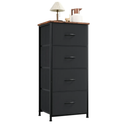 Tall Dresser for Bedroom, 4 Drawer Storage Organizer Chest of Drawers with Removable Fabric Bins for Living Room Closet Bedside Nursery Laundry Entryway Hallway, Black