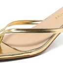 Mindeeryy Thong Sandals Kitten Heels Square Toe Flip Flops Slip On Heels for Women Kitten Heel Sandals Low Heel 2.4 Inch for Casual Gold 7