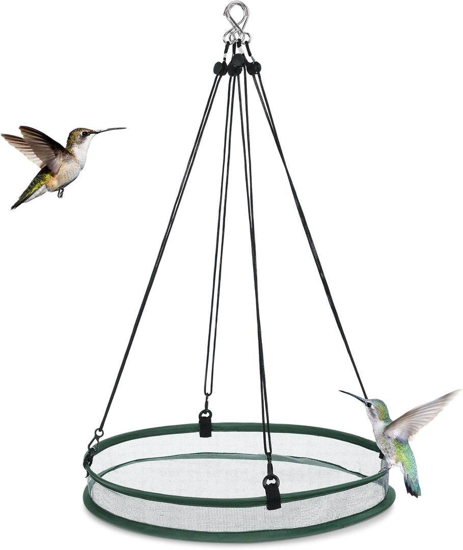 FoldTier 1 Pieces Universal Wild Bird Seed Catcher Hanging Hoop Platform Bird Seed Catcher Tray for Hummingbird Feeders Bee Feeder Outdoor Garden Accessories (16 Inch)