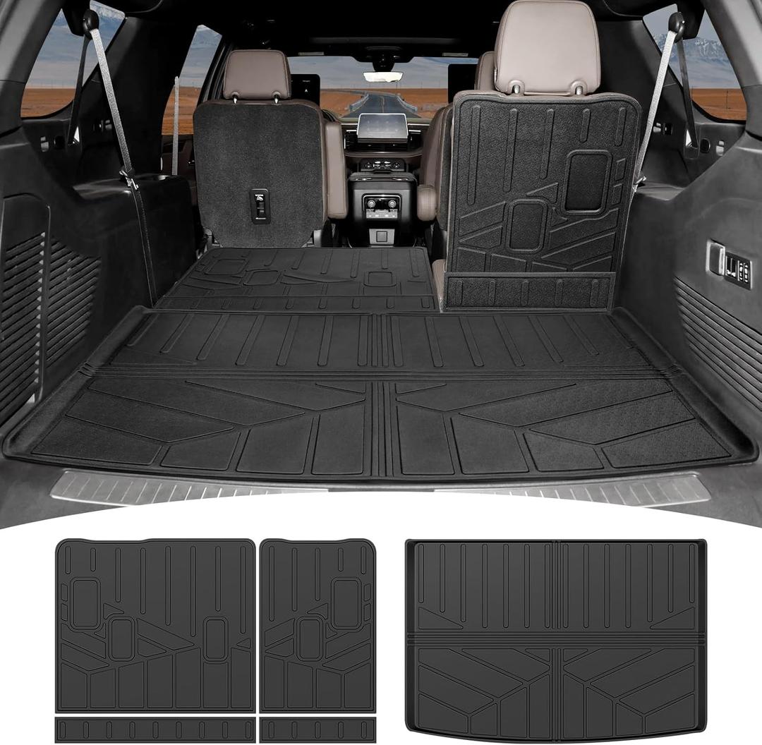 Cargo Liner with Seatback Cover Fit for 2021-2025 Chevy Suburban/GMC Yukon XL 3rd Row Seats Cargo Mat TPE Trunk Mat Trunk Liner for Chevrolet Suburban Accessories(Cargo Mat+Seat Back Cover)