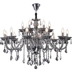 Modern Luxury K9 Crystal Chandelier 18 Light Large Smoky Gray Crystal Chandelier Lighting 39.5" E12 Crystal Pendant Light Fixtures for Living Room, Stair,Store (Double Layer 12+6 Lights)