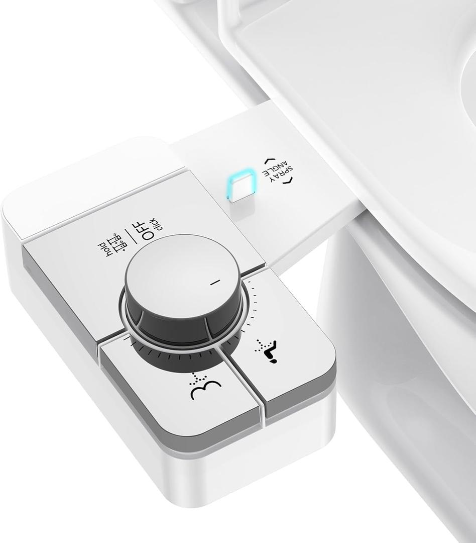 Upgrade Bidet Attachment for Toilet Seat, Adjustable Angle Dual Nozzle, Self-Cleaning, Non-Electric Bidet Attachment for Rear & Feminine Wash, Controllable Fresh Cold Water Pressure