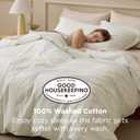Bedsure 100% Washed Cotton Duvet Cover Queen Size - Ivory Minimalist Bedding Set Linen Like - PureWoven Plain Simple & Soft Comforter Cover for All Seasons, 3 Pieces (Ivory, Queen, 90"x90")