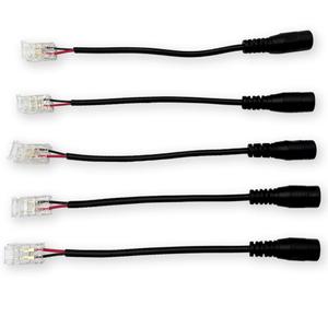 COB LED Strip Quick Click Connector Cable with DC Female Input 2-Pin 5/8/10MM PCB Board Free Soldering Easy Connetor for Sigle Color COB LED Strip (for 8mm PCB)