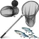 Heavy Duty Extra Large Aluminum Landing Net - Telescoping Handle (67-100in), 20in Net Opening for Saltwater Fishing