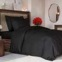 Duvet Cover Twin/Twin XL Size Set - Extra Soft Twin/Twin XL Size Duvet Cover 68 x 90 with Shams - Hotel Luxury and Fade Free w/ Zipper Closures & Ties - Comfy Breathable Bedding Set (Black)