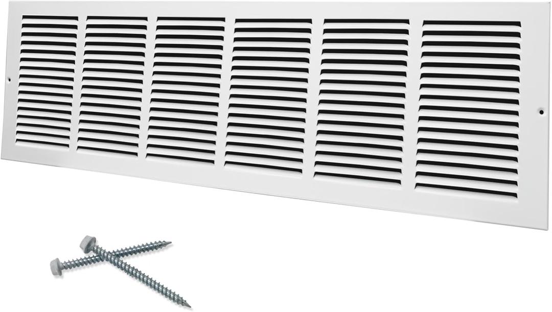 30"W x 8"H [Duct Opening Size] Steel Return Air Grille, Air Return Vent Cover for Ceiling and Sidewall - HVAC Air Vent Covers - [Outer Dimensions: 31.75"W x 9.75"H]