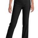 Girls Uniform Pants Kids Dress Pants High Stretchy with Pockets Size 7-14 Years (Black)