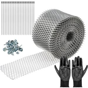 Gutter Guard 5 Inch x 120 Feet Mesh Roll, Aluminum Leaf Filter Gutter Protection Roll with Screws, Gloves and Stainless Steel Ties, Leaf Guard Protects from Leaves, Branches, Debris