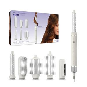 Sharper Image Revel 6-in-1 Airflow Hair Styler – Ionic Multi-Styler with Curling Wand, Detangler, Volumizing & Smoothing Brushes| Air Wrapping Styling Tool| Hot Brush| Straight & Curly Hair Product