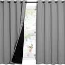 NICETOWN 100% Blackout Curtains with Black Liners, Thermal Insulated Full Blackout 2-Layer Lined Drapes, Energy Efficiency Window Draperies for Bedroom (Silver Grey, 2 Panels, 62-inch W by 63-inch L)
