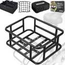 RAYMACE Rear Rack Bike Basket with Cargo Net and Liner Large Bicycle Basket Perfect Mount for Electric Bike (Black)