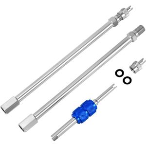 QWORK Dually Valve Stem Extenders, 2 Pack 6" Straight Dual Wheel Valve Stem Extensions, Air Tyre Stem Extender for Car Truck Motorcycle Bike RV Motorhome Coach Pickup Trailer