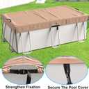 LXKCKJ 7x13 FT Rectangular Pool Cover for Above Ground Pool, Solar Oval Pool Cover Protection with Tensioner, Ideal for Rectangular/Oval Frame Pool Waterproof & UV-Resistant (Brown)