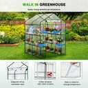 Yesker Greenhouse 57.5"x57"x77" Walk In Green House - Large Outdoor/Indoor Greenhouses with 8 Shelves Waterproof PVC Cover & Windows, Portable Greenhouse Kit for Winter Backyard Gardening Patio, Clear