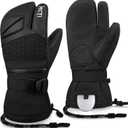 MCTi Snowboard Gloves with Wrist Guard 3-Finger Waterproof Mittens for Winter Snow Skiing (Large, Black)
