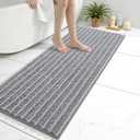 Arotive Luxury Bathroom Rugs 47x17, Extra Soft Thick Absorbent Shaggy Chenille Bath Rugs, Non-Slip Machine Wash Dry, Bath Mats for Bathroom Floor, Tub and Shower, Home Decor Accessories, Light Grey