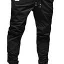 Men's Casual Cargo Pants Hiking Pants Workout Joggers Sweatpants for Men (L, B-black)