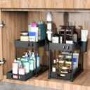 2 Pack Under Sink Organizer with Pull-Out Drawer, 2-Tier Cabinet Storage for Kitchen & Bathroom, Tool-Free Assembly, Fits Cleaning Supplies & Toiletries, Space Saving for Small Cabinets, Black