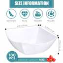 Sliner 100 Pcs Square Plastic Bowls 8 oz Plastic Serving Bowls Disposable Chip Containers for Parties Snack Fruit Candy Containers for Candy Buffet Salad Bar Buffet Party Supplies(White)