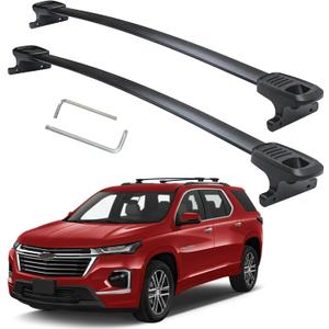 Autekcomma Roof Rack Cross Bars, Replacement for Chevy Chevrolet Traverse 2022 2023 2024 2025 2026 with Raised Side Rails, 300 LBS Heavy Duty Aluminum for Cargo Carrier, Kayak Rack, Bike Rack, Black
