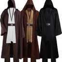 Laku Tunic Costume Men's Tunic Hooded Robe Full Set Halloween Cosplay Costume Cloak Set (X-Large, Black)