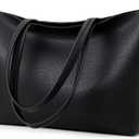 KALIDI Tote Bag Zipper Shoulder Bag Faux Leather Purses Satchel for Women Casual Handbag Work Dating College (Medium, Black - Grain Texture)