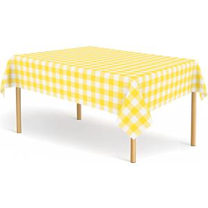 2 Pack Yellow and White Checkered Tablecloth Yellow Gingham Plastic Table Cloths for Parties Disposable 54x108 in Waterproof Rectangle Table Covers for Party Baby Shower Birthday Christmas Picnic