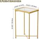 Garden 4 you Small Side Table, Glass End Table, Outdoor Side Table with Metal Frame, Mini Bedside Table for Living Room, Bedroom, Patio, Small Space, Gold