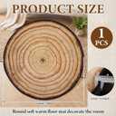Dunzy 5ft Round Vintage Tree Stump Wood Carpet Washable Non-Slip Nature Photography for Living Room Bedroom Playroom Dorm Office Seating Playmat Camping Photography Marshmallow Fire Party Decor