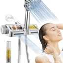 MakeFit Filtered Shower Head with Handheld Combo - Dual 2-in-1 Spa System with Massage Shower and 10 Modes Hand Held Shower High Pressure with Built in Power Wash Mode (Chrome)
