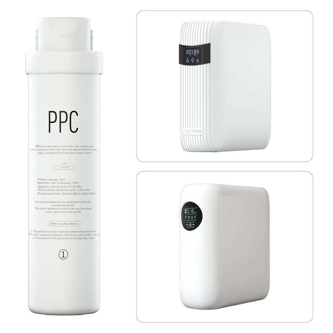 PPC Filter Replacement for Reinmoson RMS-WP-RO800 and CrispTaste CRS-RO800 Reverse Osmosis System Tankless Reverse Osmosis Water Filter, Reduces PFAS TDS, Under Sink RO System(CRS-RO800-PPC)
