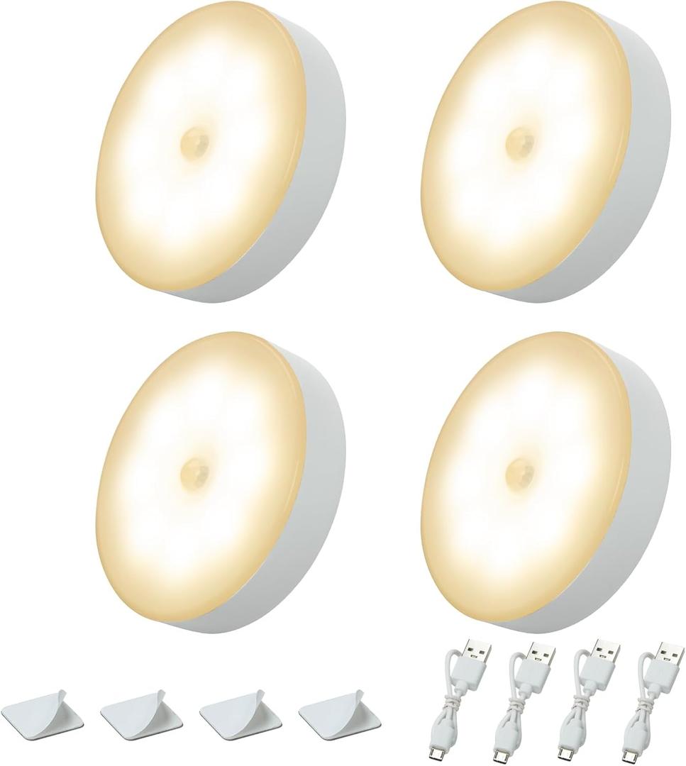 Rechargeable Motion Sensor LED Light 4 Pack