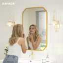 SMIROR 24x36 Gold Scalloped Corner Bathroom Vanity Mirror for Wall | Metal Frame, Scalloped Rectangle, Anti-Rust, Horizontally or Vertically Mounted