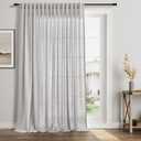 Grey Sliding Glass Door Linen Curtains 100 Inch Extra Wide Back Tab Curtain Living Room Gray Semi Sheer Modern Farmhouse Patio Room Divider Light Filtering Drapes 1 Panel W100xL96