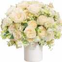 Peonies Artificial Flowers 12 Bundles Pink Flowers Bouquet, Lifelike Silk Fake Peonies with Stems for Home Table Centerpieces, Wedding, Party & DIY Bridal Floral Arrangements (Champagne)